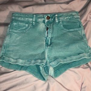Forever 21 high waisted jean shorts in teal